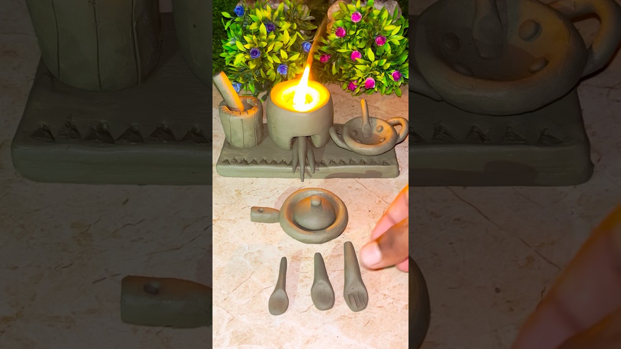Amazing Handmade Mini Clay Kitchen Set 🏺🔥 | Mini Cooking Toys | Satisfying Pottery Art #shorts