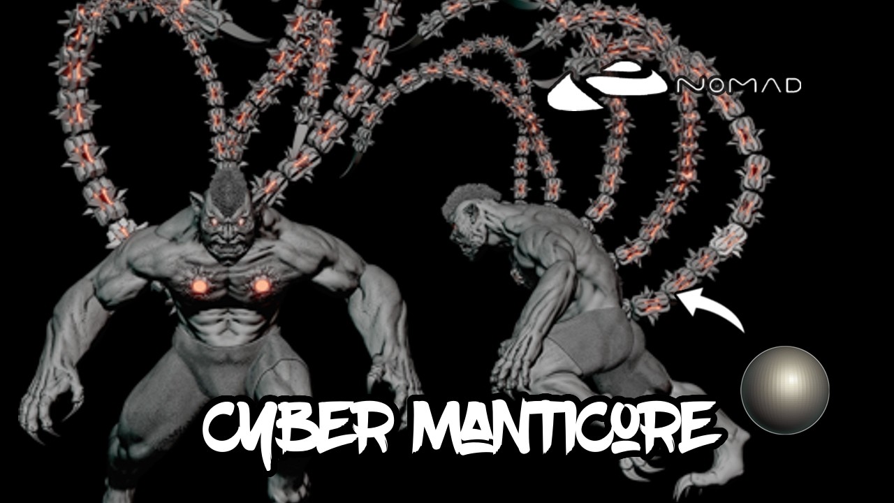 I Sculpted a Mutant Cyber Manticore Hybrid in Nomad Sculpt