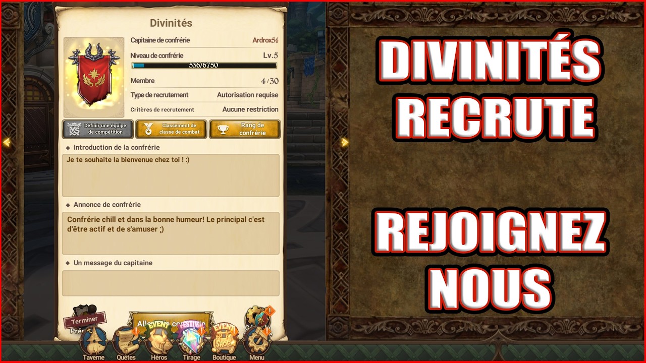 LA CONFRERIE DIVINITÉS RECRUTE ! 7DS GRAND CROSS
