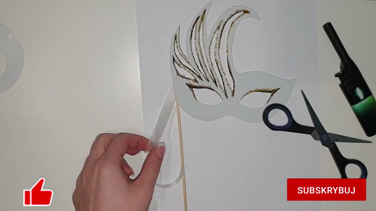 Maska Karnawałowa z pianki brokatowej DIY - 7