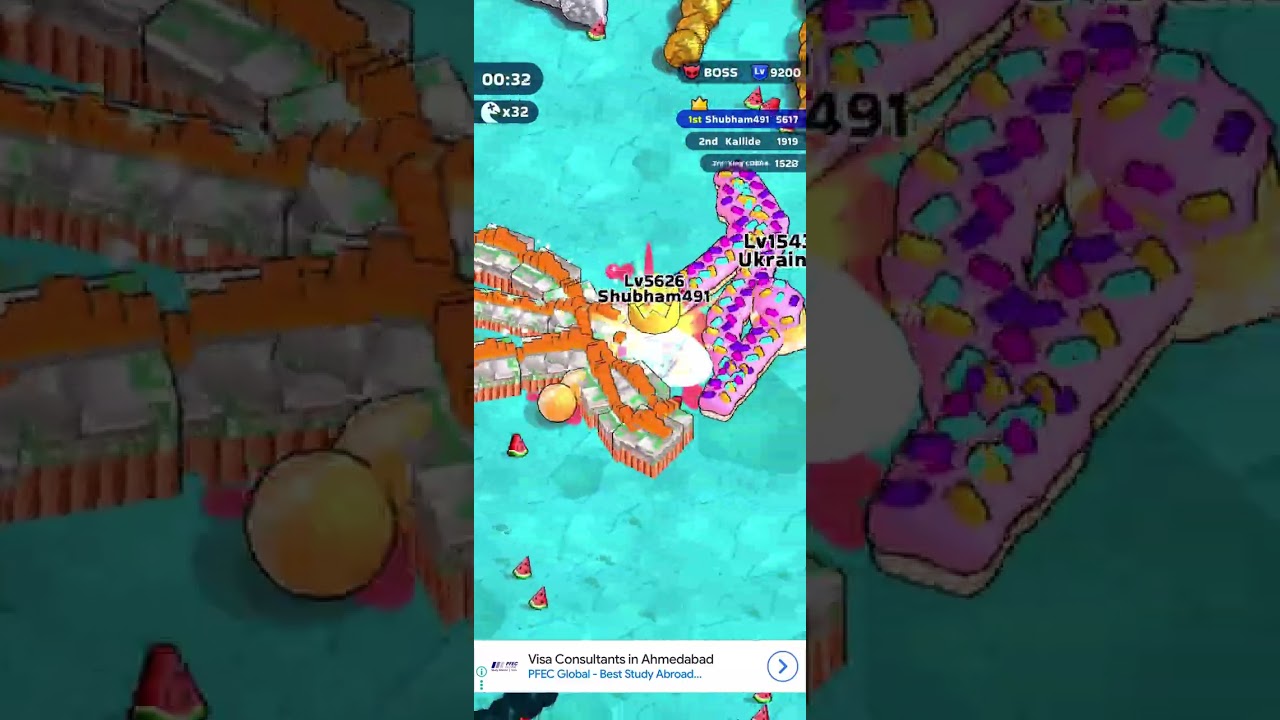 Snake 🐍 clash game noob vs boss big fight like 👍 to  and subscribe 