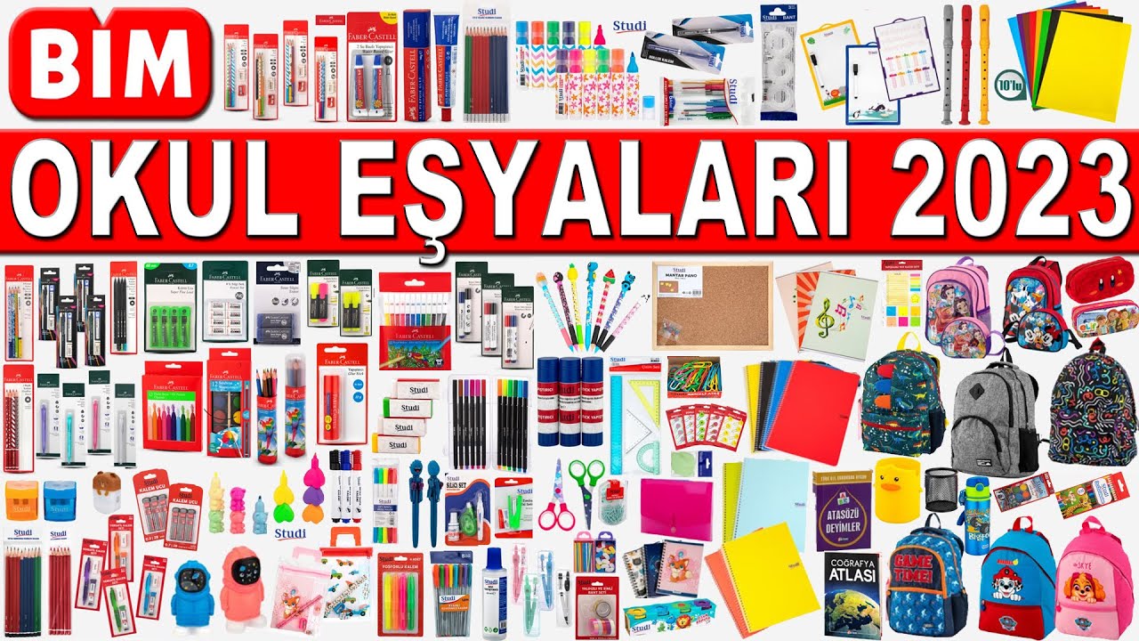 BİM OKUL EŞYALARI 2023 | BİM AKTÜEL KIRTASİYE MALZEMELERİ | BİM OKUL ALIŞVERİŞİ DEFTER ÇANTA BOYA