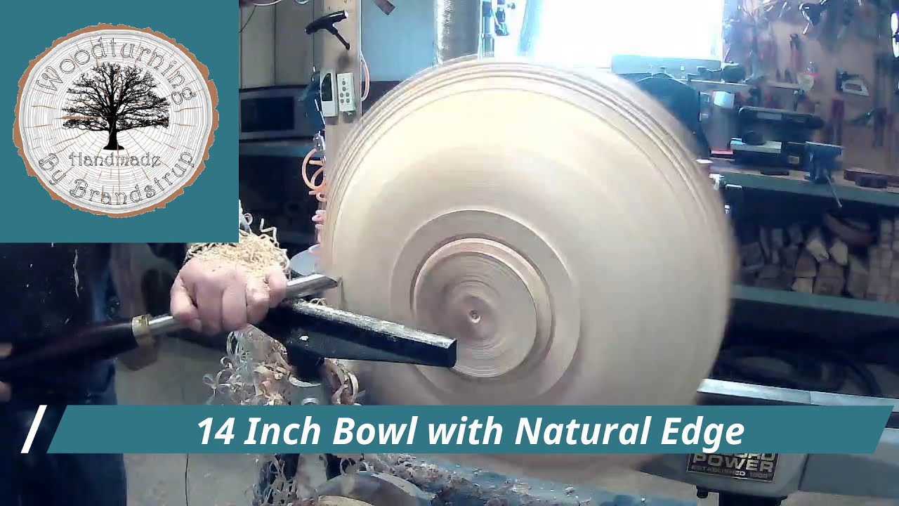 Woodturning a Natural Edge 14 Inch bowl of unknown wood
