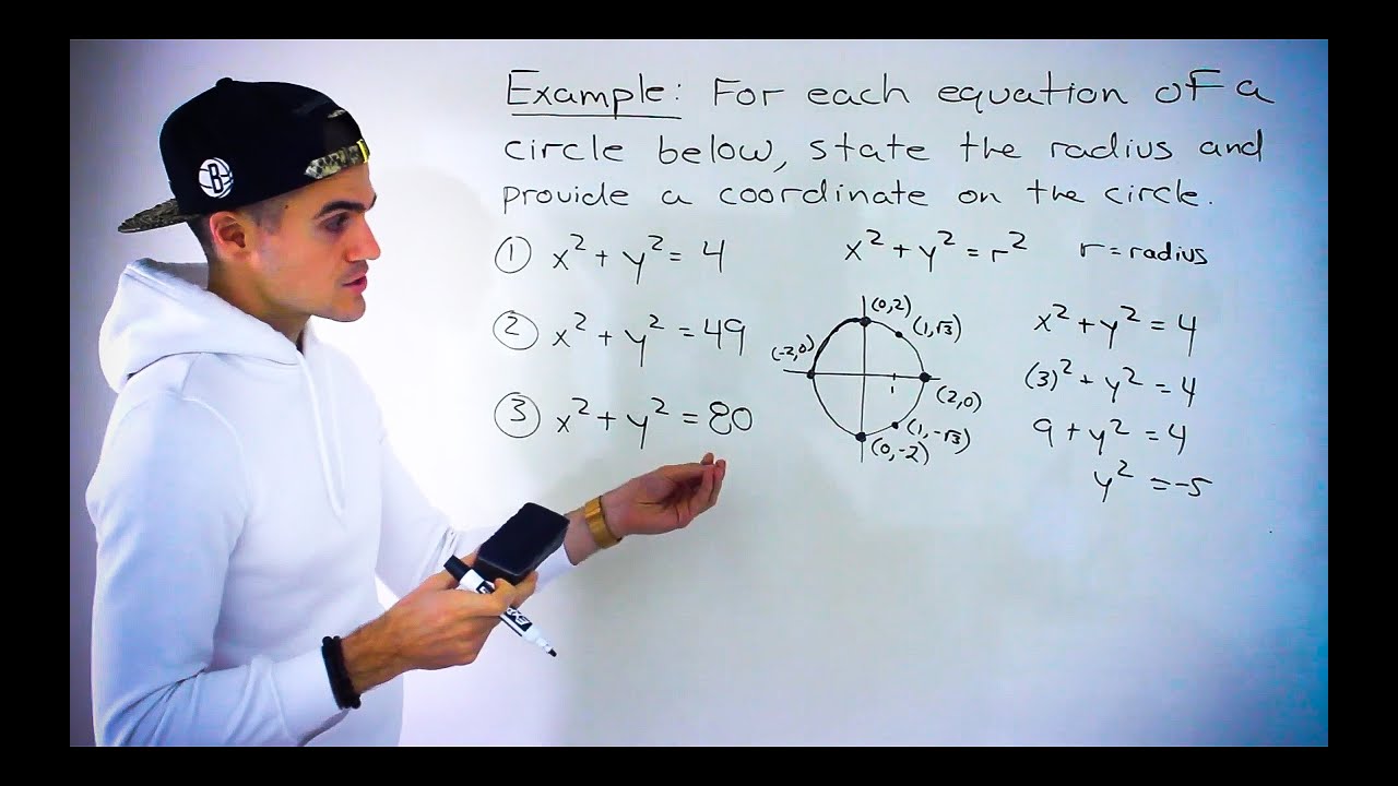 MPM2D (Grade 10 Math, Ontario, Canada) - State the Radius and a Point on a Circle given Equation