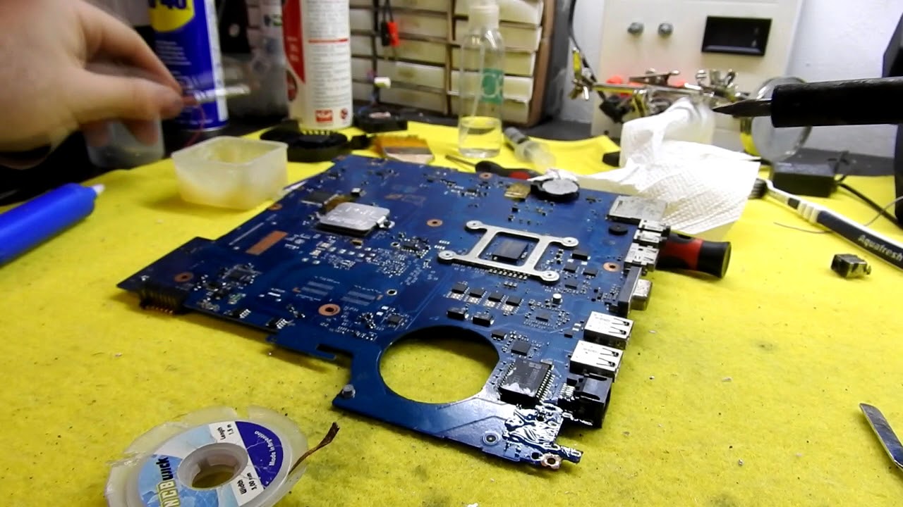 REPARACION NOTEBOOK SAMSUNG RV511 PARTE 2 - DESOLDADO DE PIN DE CARGA - PRUEBA DE ENCENDIDO SIN PIN