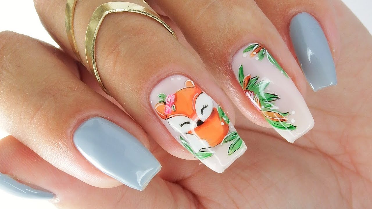 Fox nails art tutorial / Elisium