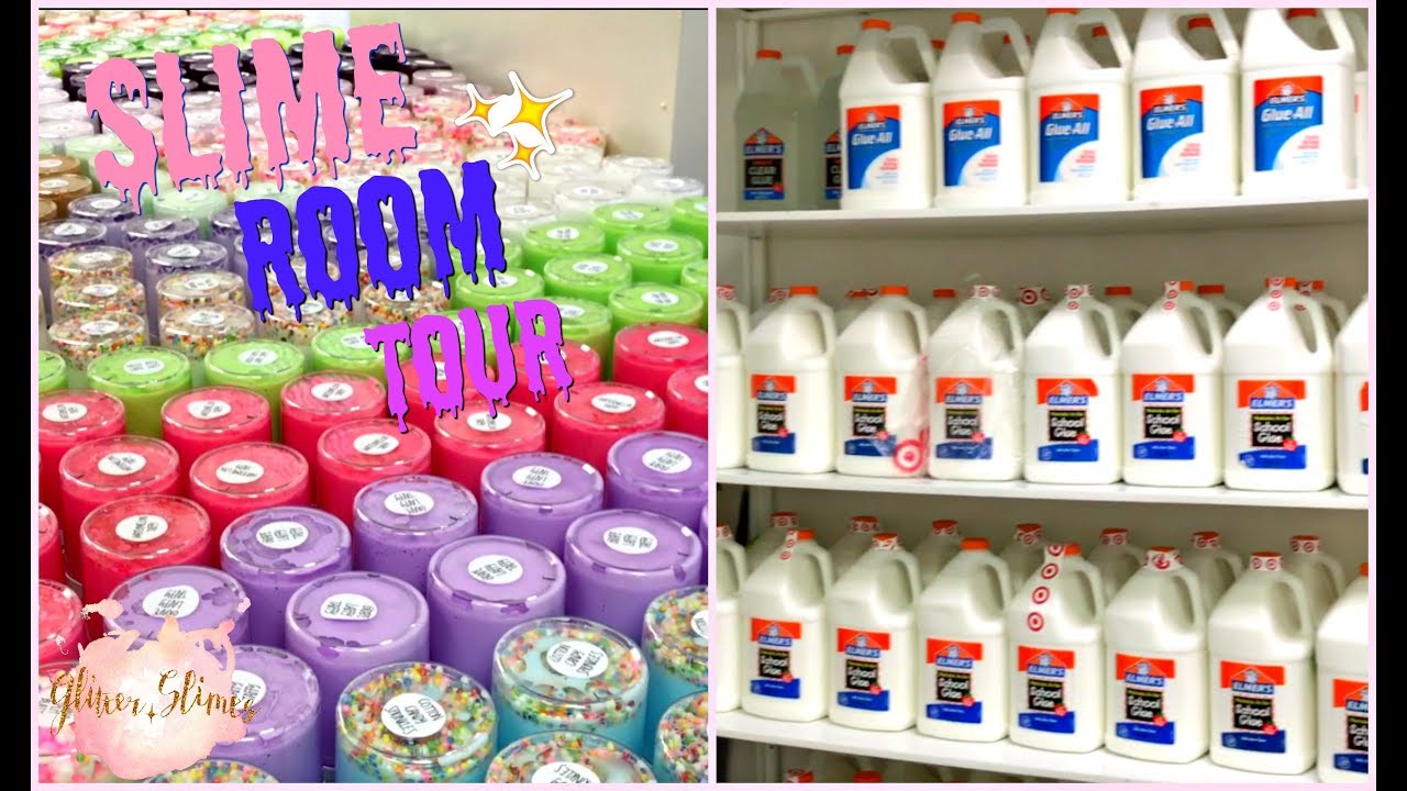 HUGE SLIME WAREHOUSE TOUR!!! Glitter.Slimes Updated Slime Room Tour