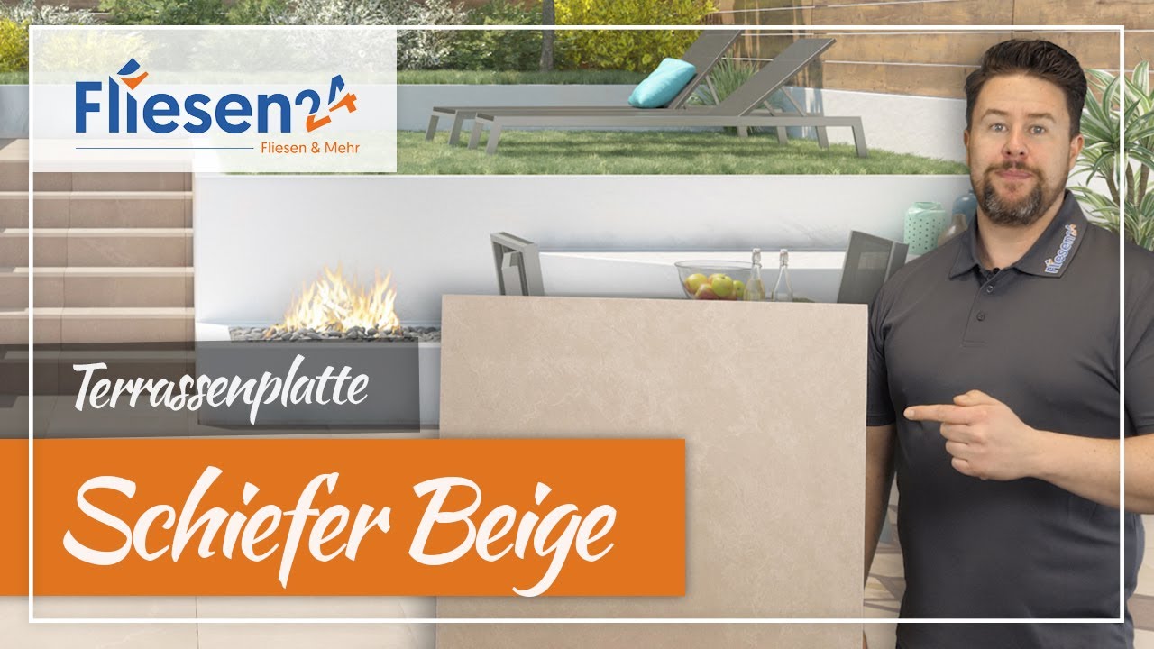 Terrassenplatte in 2 cm St&auml;rke | Schiefer Beige 60x60 cm & 45x90 cm | Schieferoptik Feinsteinzeug