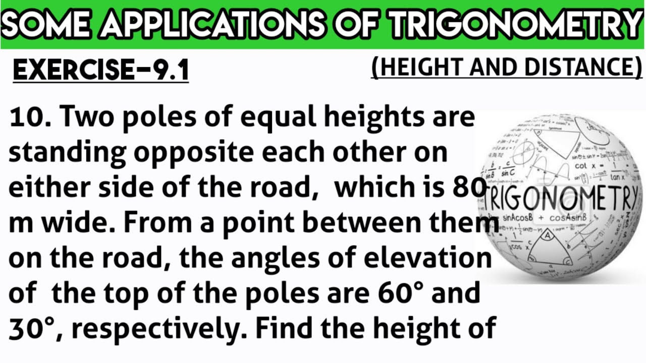 Two poles of equal heights are standing opposite each other on either side of the road,which is 80m