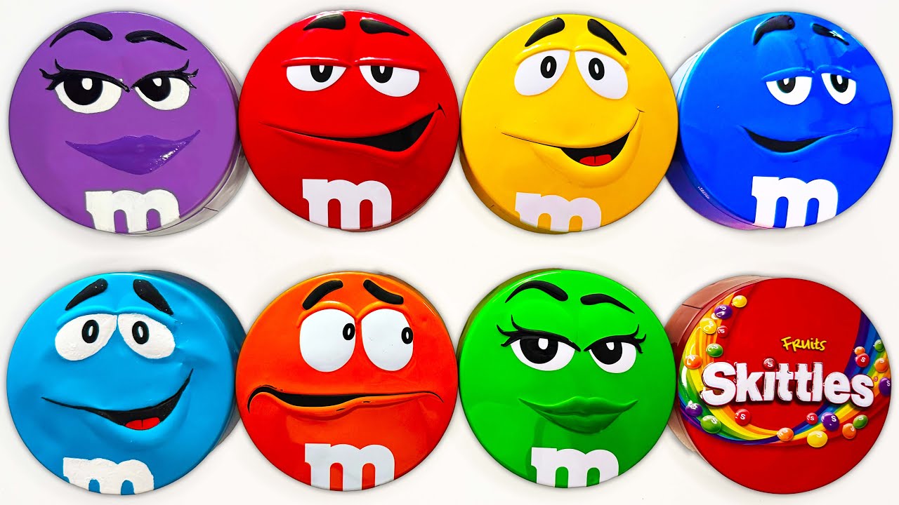 Satisfying Video | Unpacking GIANT Skittles and Chocolate M&M'S Candy From Bright Tins ASMR