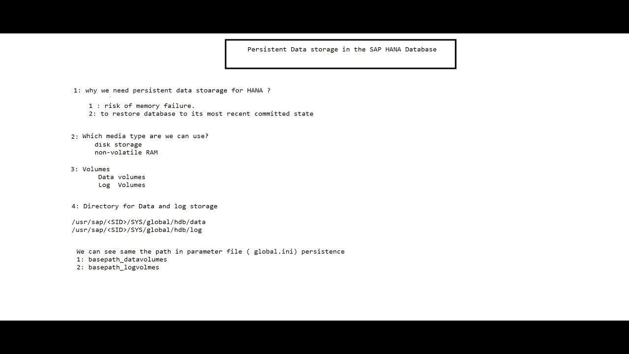 HANA database persistent storage | data volume | log volume