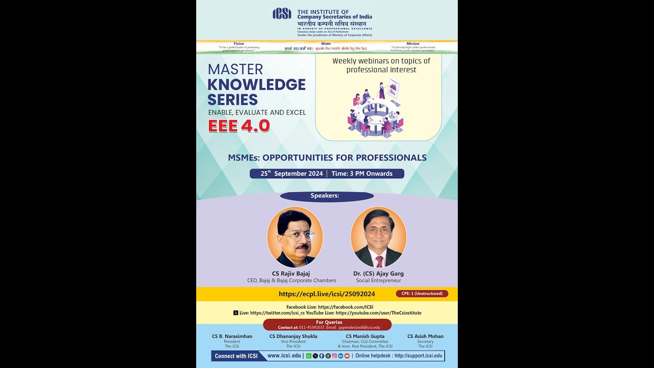 Live Webinar on MSME: Opportunities for Professionals
