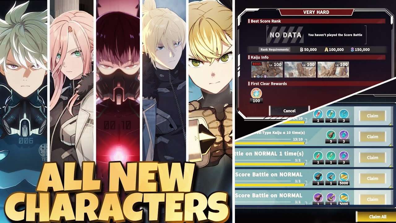 EVERY NEW CHARACTER MAKES PERFECT TEAM vs VERY HARD lv100 BOSS (ALOT OF REWARD)- Kaiju NO.8 The Game