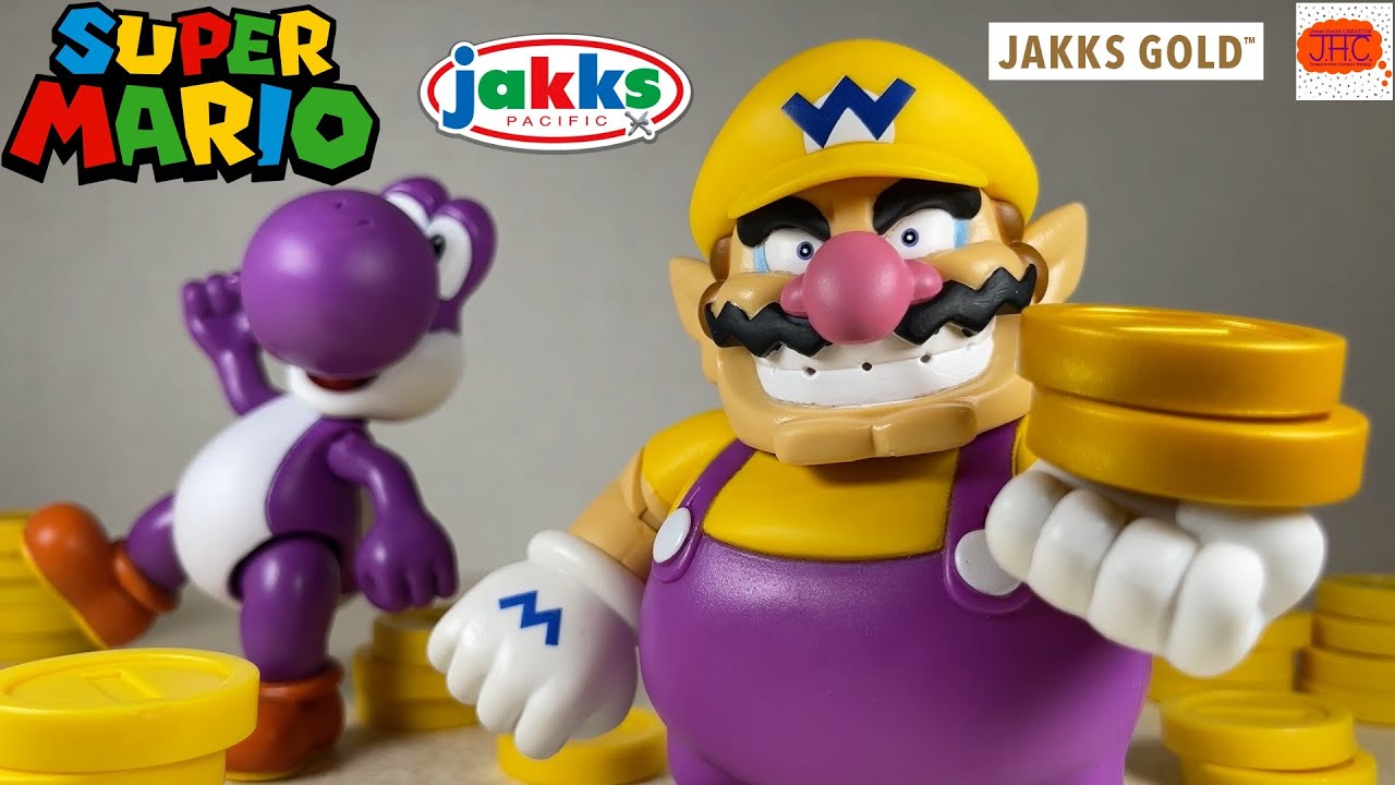 WAH! Jakks Gold Wario Purple Yoshi Jakks Pacific Super Mario Action Figure Review Waluigi Bowser