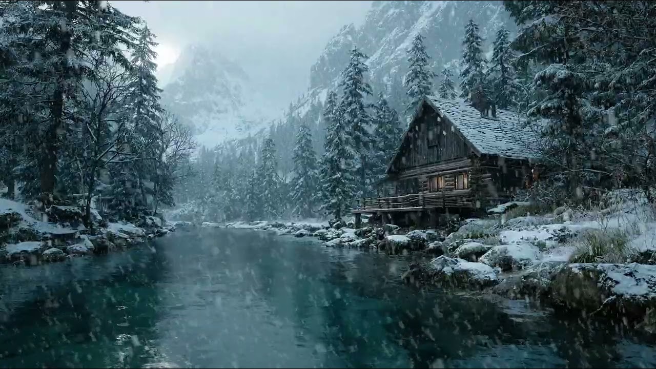 Frozen Winter Night with Snow and Wind | Long Cold Ambience for Deep Sleep and Full Relaxation
