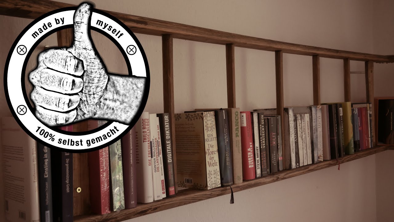 Bücherregal selber bauen, selber machen Leiterregal selber bauen DIY Anleitung