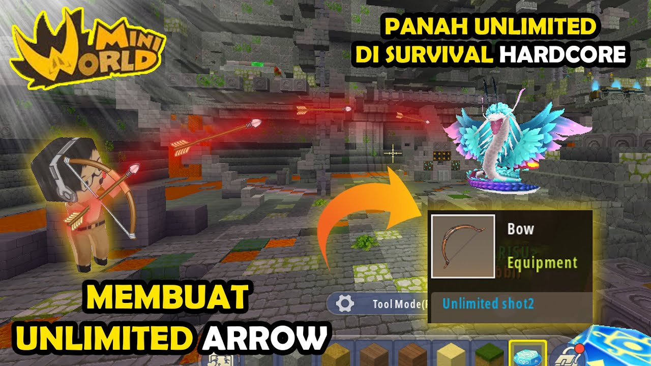 CARA MUDAH MENGALAHKAN RAJA DEWA ULAR DENGAN PANAH UNLIMITED - MINI WORLD BLOCK ART HARDCORE #4