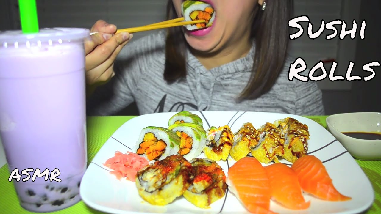 ASMR: Sushi Rolls ^_^ Whisper & Eating Sounds