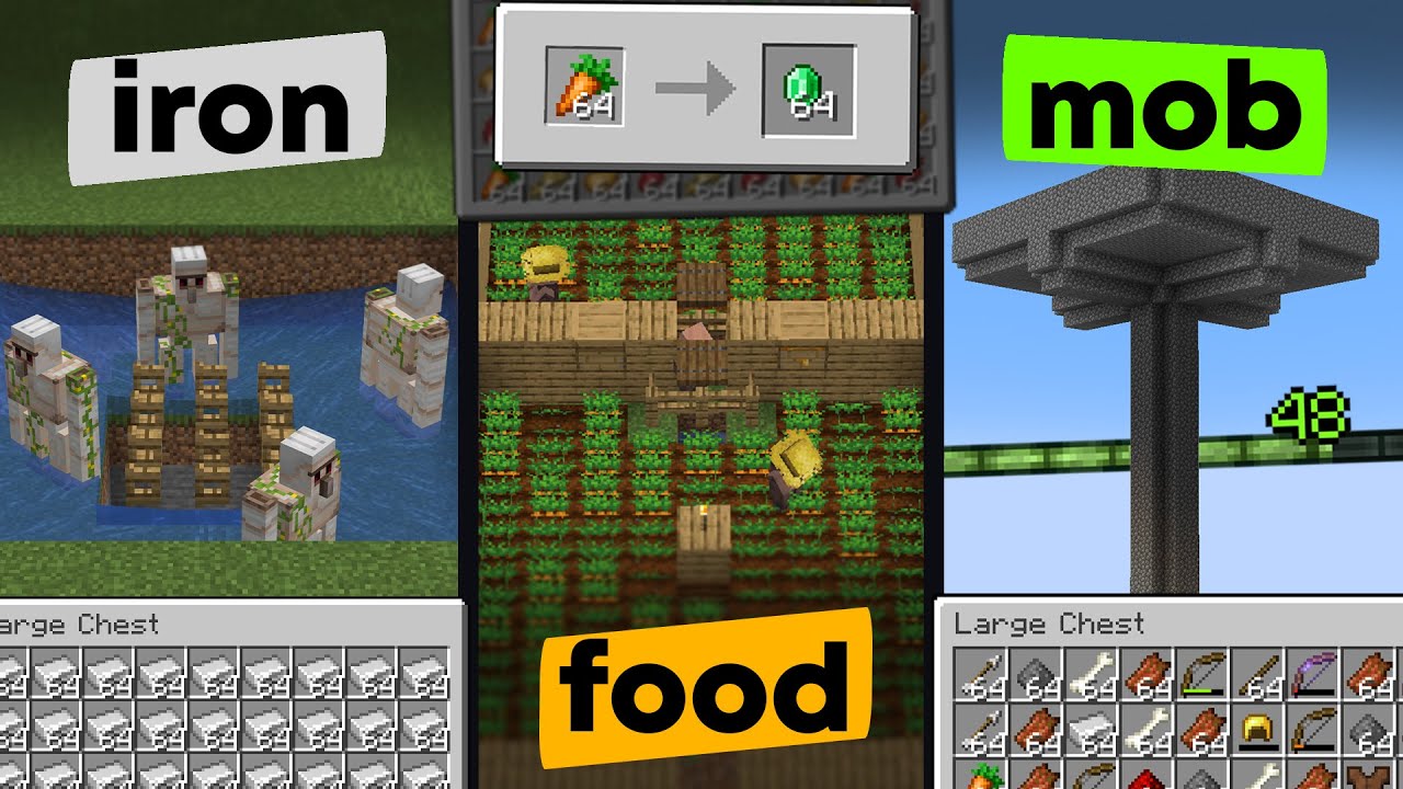 ЛУЧШИЕ ФЕРМЫ Minecraft, КОТОРЫЕ ВАМ ОБЯЗАТЕЛЬНО НУЖНЫ для версии 1.21+ (ЖЕЛЕЗО + ИЗУМРУДЫ, ЕДА И ...