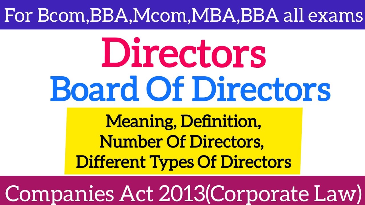 Types of Directors | Company Law Unit 2 | B.Com 2nd Year | Full Explanation
