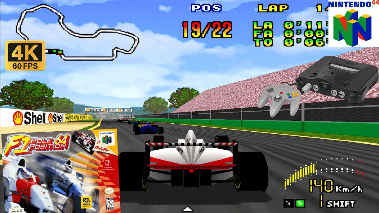 F1 Pole Position 64 (1997) Nintendo 64 (N64) Gameplay in HD～4K 60FPS