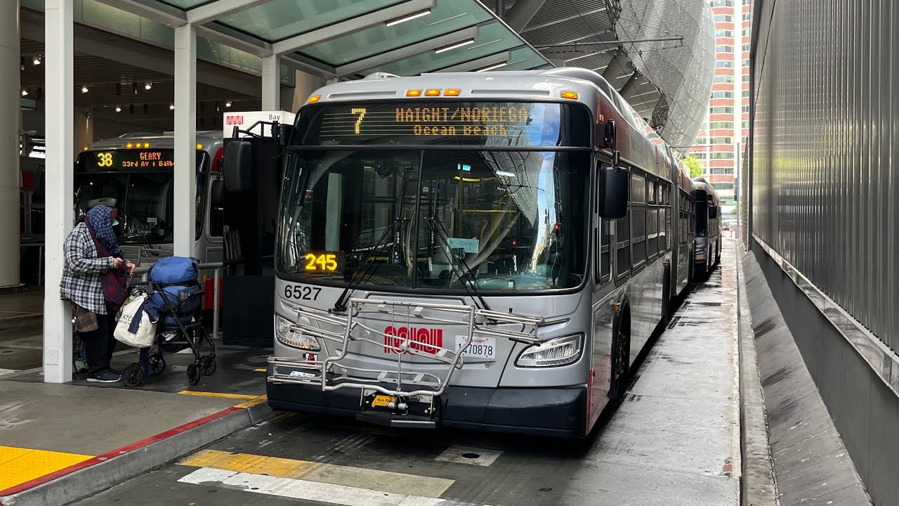 ⁴ᴷ⁶⁰ (FULL ROUTE) SF MUNI New Flyer XDE60 #6527 on 7 Haight/Noriega - to Ocean Beach