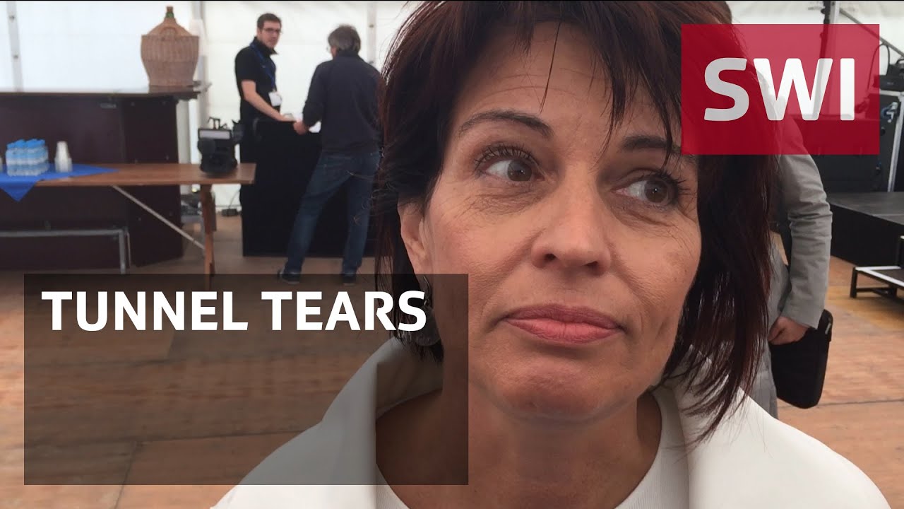 Transport minister Doris Leuthard gets emotional at Gotthard opening