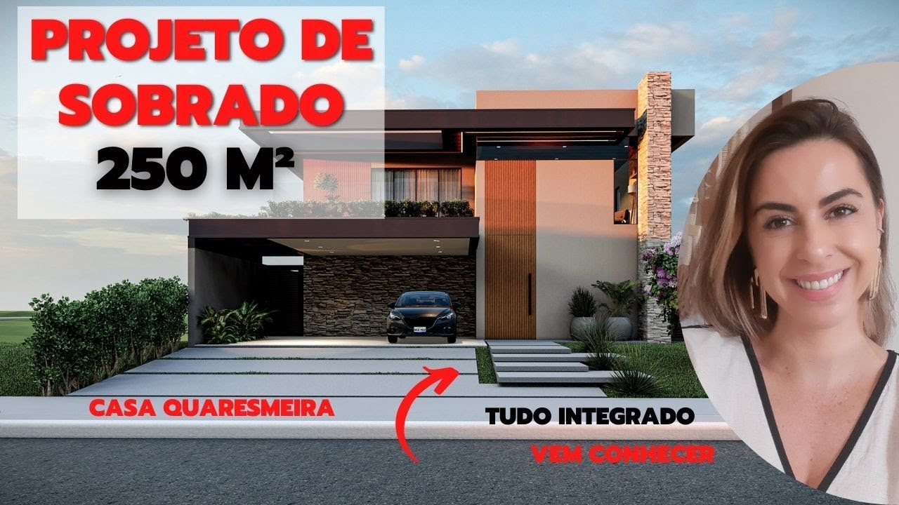 PROJETO DE SOBRADO 250M² - Toda a área social é integrada com a área de lazer. CASA QUARESMEIRA