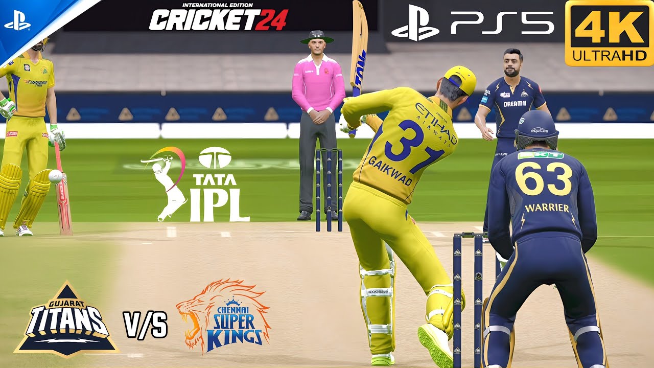 Игровой процесс Cricket 24 (PS5): IPL 2024 Chennai Super Kings против Gujarat Titans||Ar Games Le...