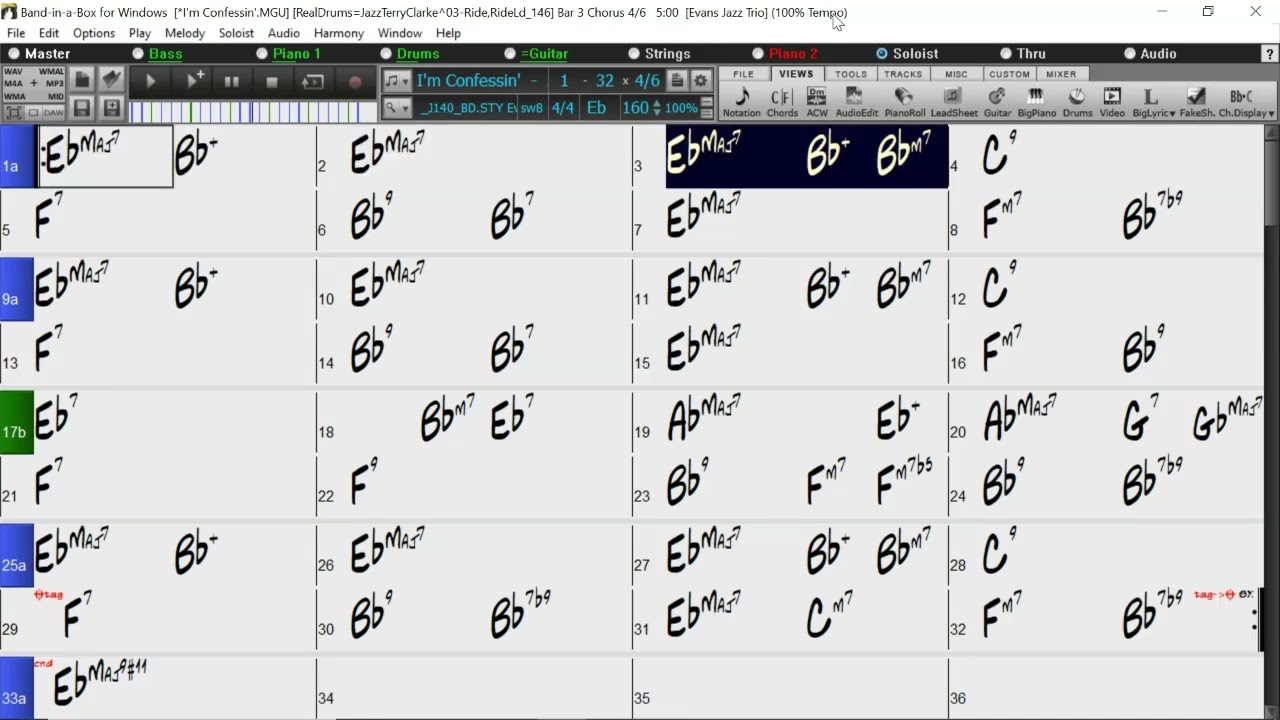 BACKING TRACK - I'M CONFESSIN' (Eb) 160 BPM SWING
