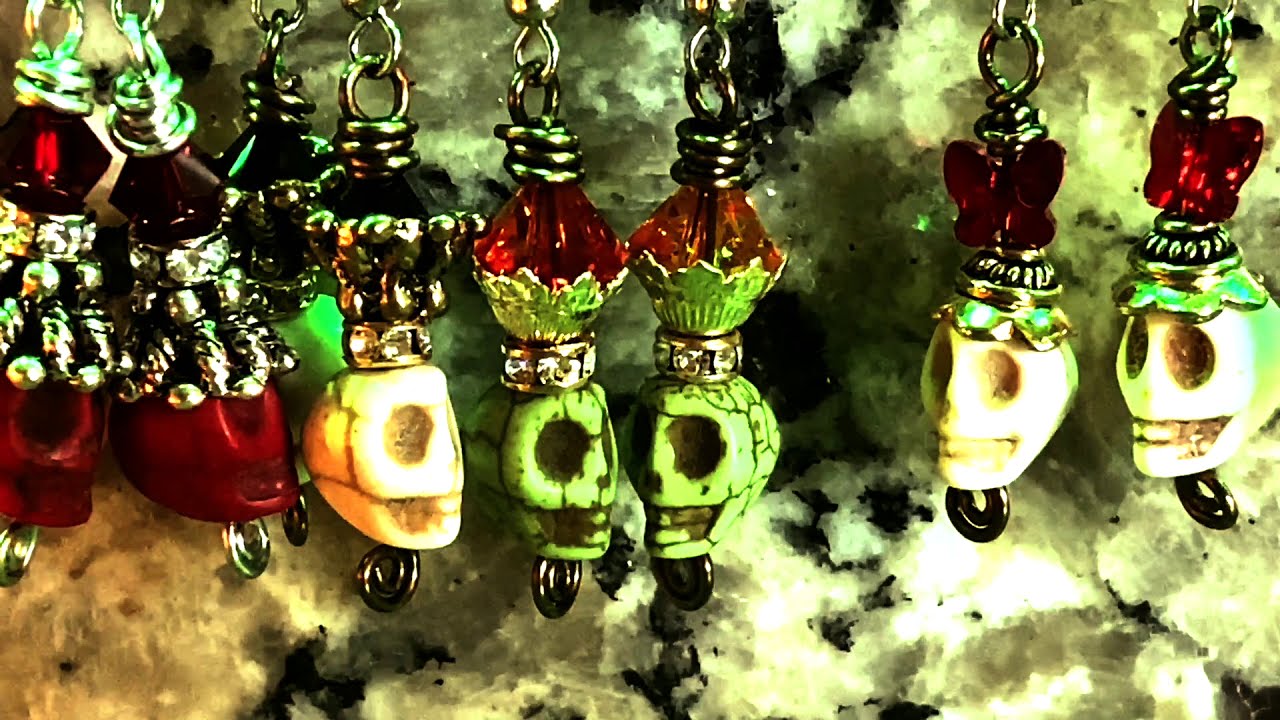 DIY Jewelry- 5 Ways to Make Skull Earrings with Bead Caps!