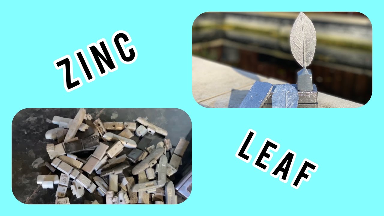 Melting Zinc wheel weights and petrobond Sand casting a leaf ( trash to treasure )