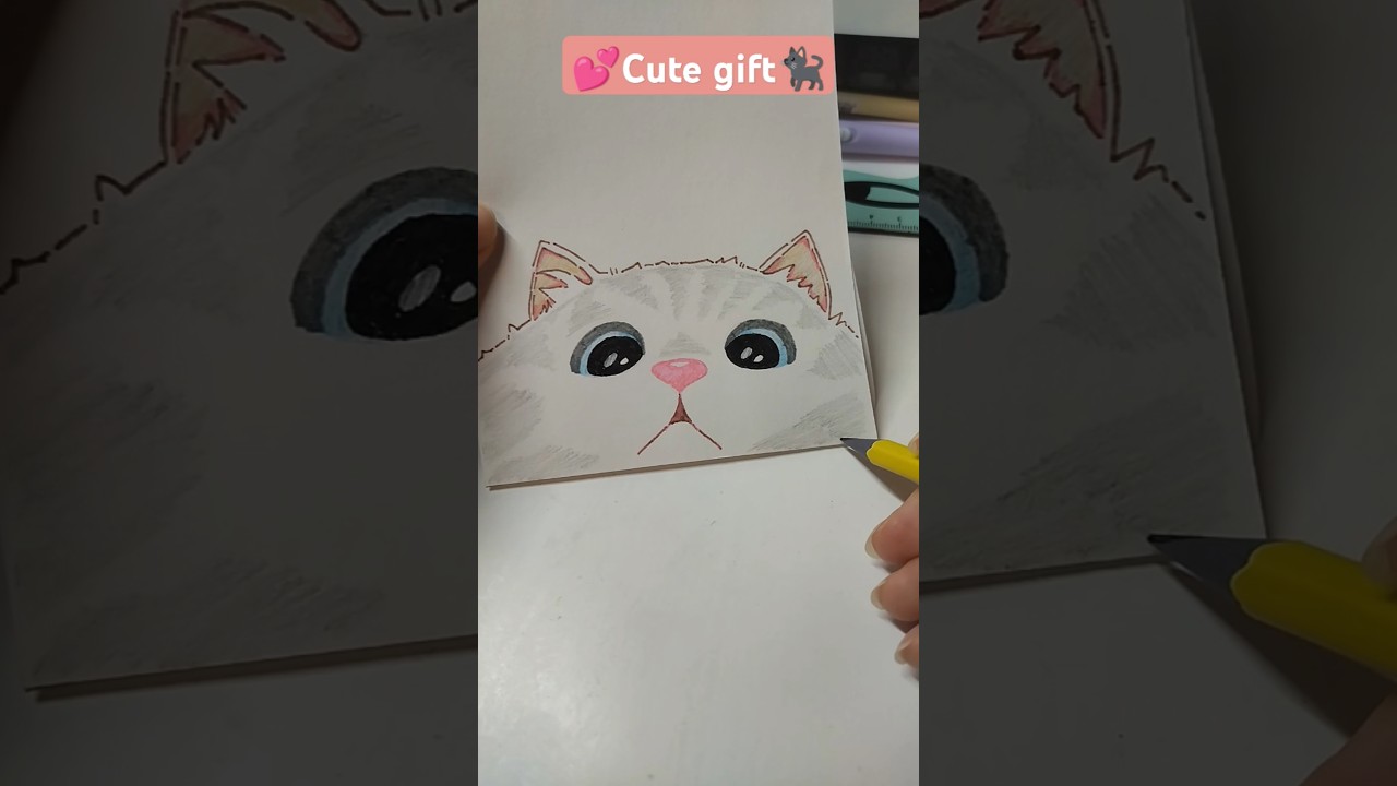 Cute gift 💕 #diy #kawaiidiy #crafts #kawaiicraft #art #kawaii #papercraft #tutorial #cute #cat #cats