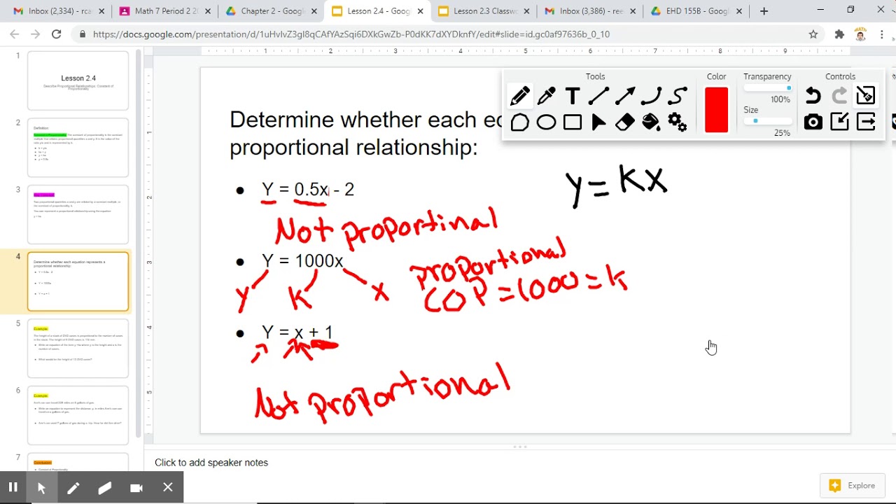 Lesson 2.4: Describe Proportional Relationships: Constant of Proportionality