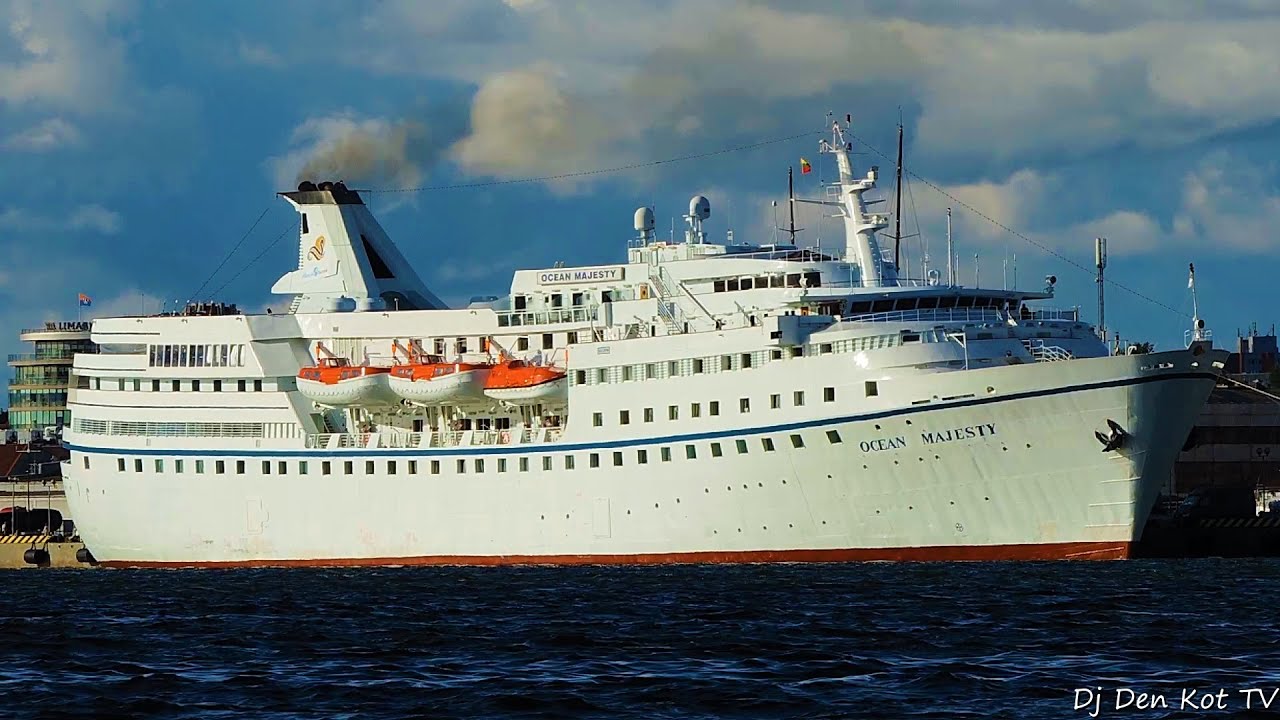 Ocean Majesty cruise ship leaving Klaipeda Port