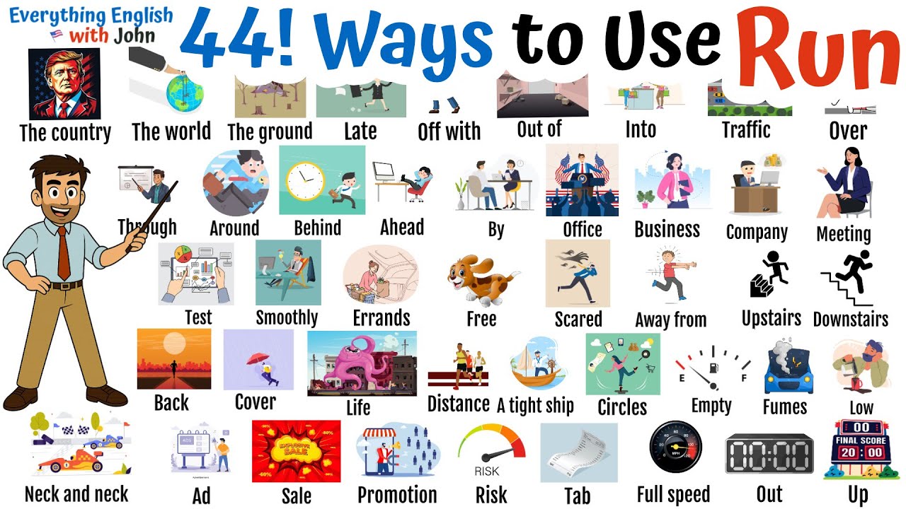 📚 How to Use the Verb Run - 44 Ways! - English Speaking Practice