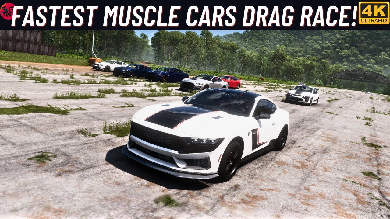 2024 Ford Mustang Dark Horse vs Top 12 Fastest Muscle Cars DRAG RACE | Forza Horizon 5