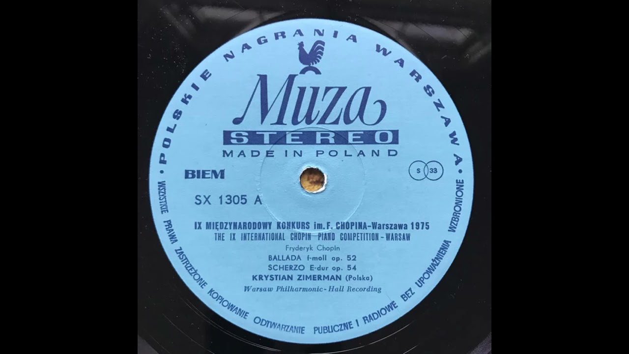 Krystian Zimerman at 1975 Chopin Competition- Chopin Ballade No. 4 Op. 52 & Scherzo No. 4 Op. 54