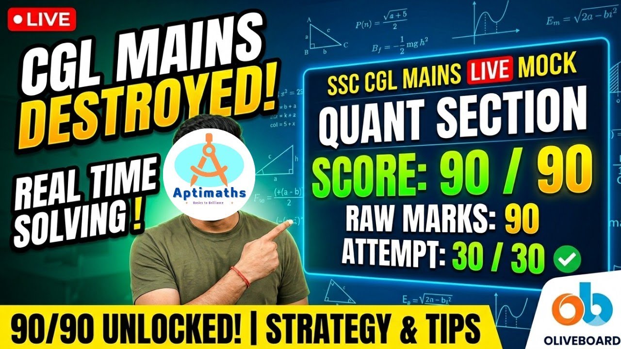 90/90 in Quant: Real-Time Attempt + Explanation ✍️ SSC CGL 2026 | Aptimaths