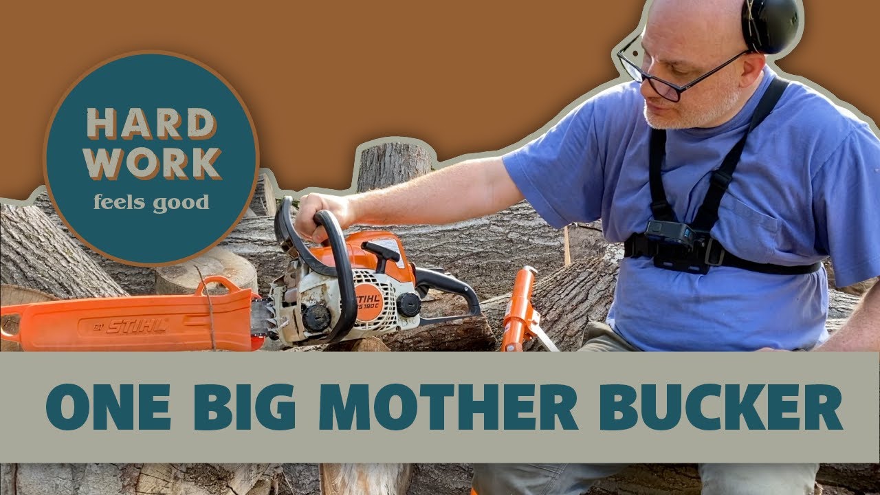 One Big Mother Bucker: Chainsawing My Giant Stockpile of Logs into Firewood Rounds