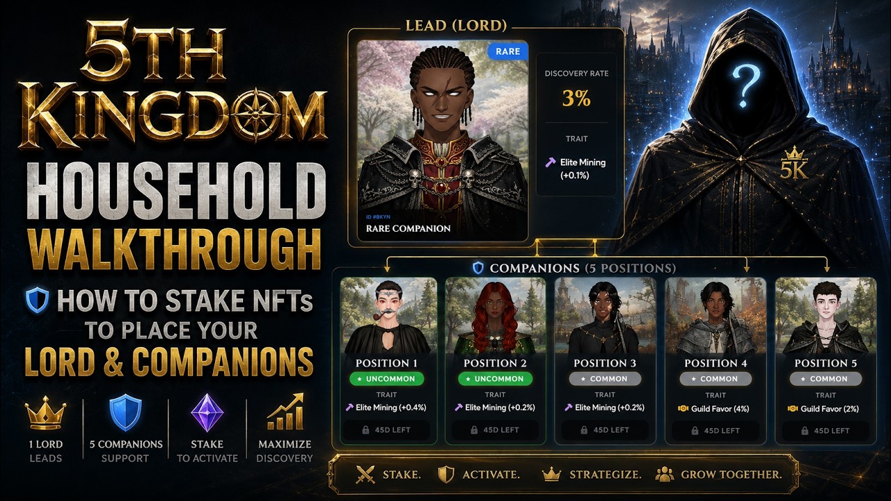5th Kingdom - Household Walkthrough - How to Stake NFTs to place your Lord and Companions