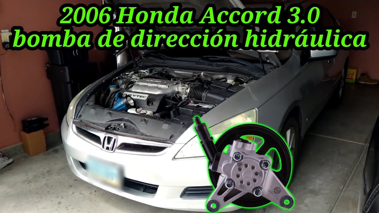 2006 Honda Accord 3.0 Cómo cambiar la bomba de dirección hidráulica ( power steering pump )