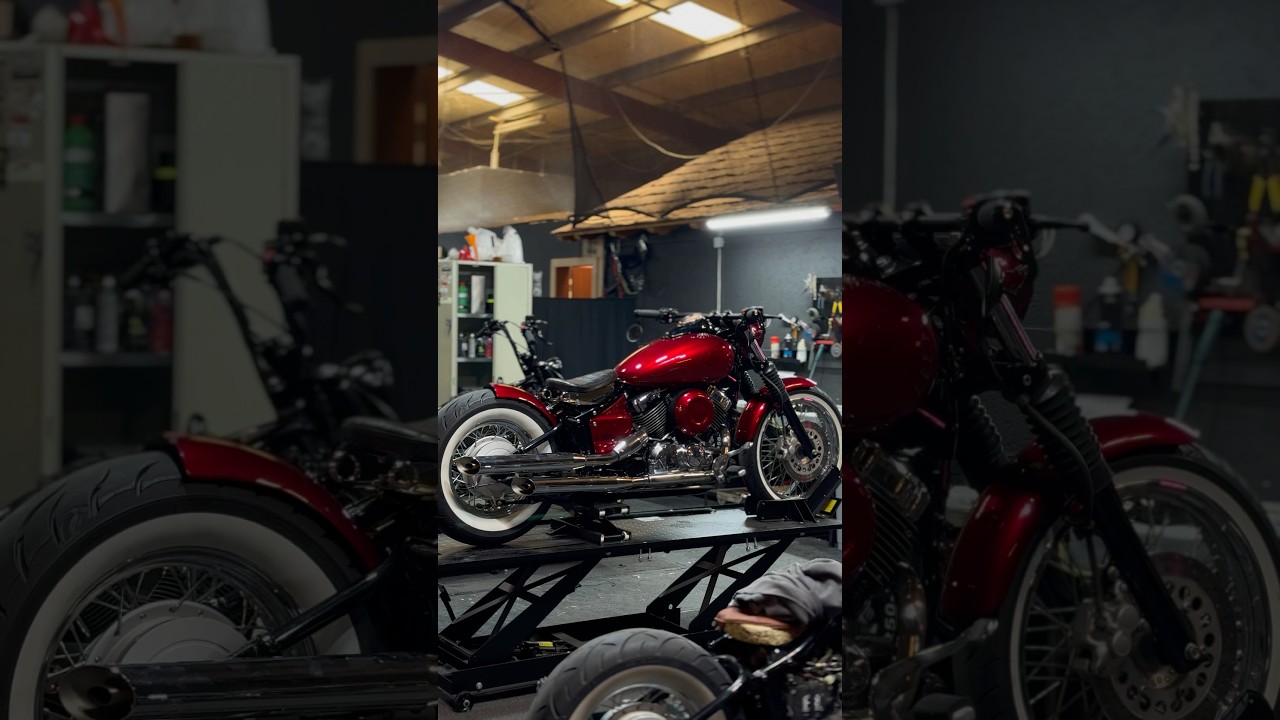 Yamaha XVS 650 BOBBER Candyred V-Star #bobberbuild #bikelife #biketransformation