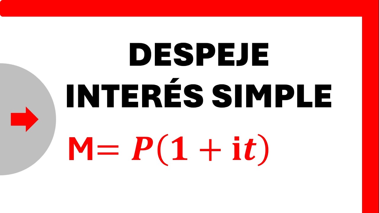 DESPEJE DE LAS FORMULAS DEL INTERES SIMPLE