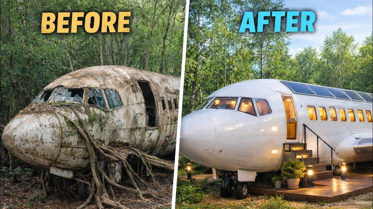 “ASMR Transformation: Huge Abandoned Airplane Restored into Dream Home”