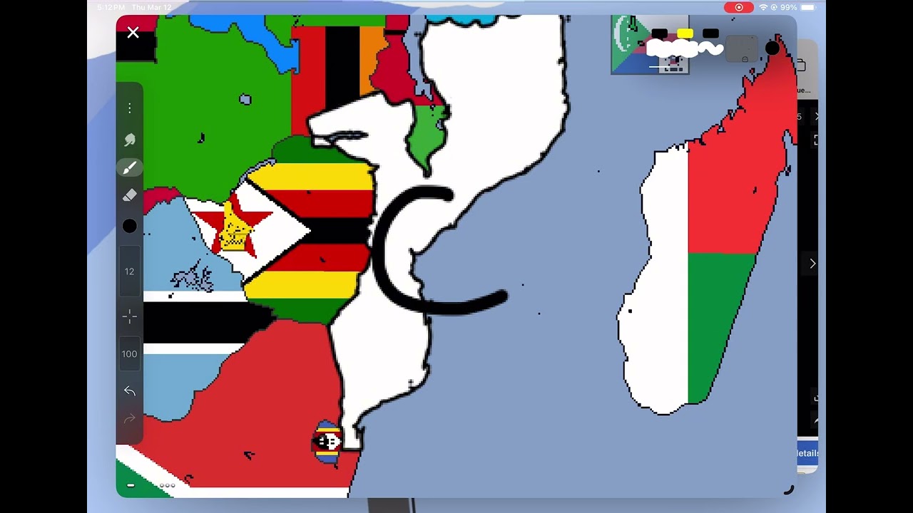 Drawing a countryball on a map Day 9: Mozambique