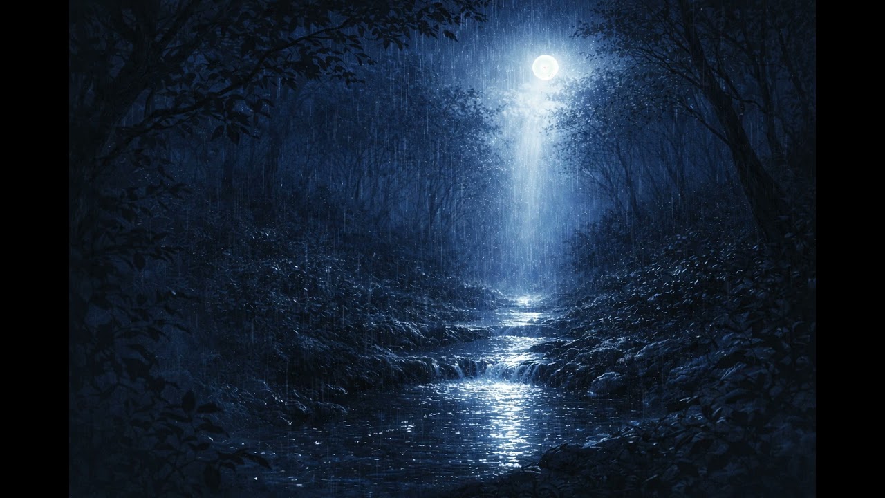Rain in the Moonlit Forest｜Fantasy Rain Ambience | Relaxing Sleep Music