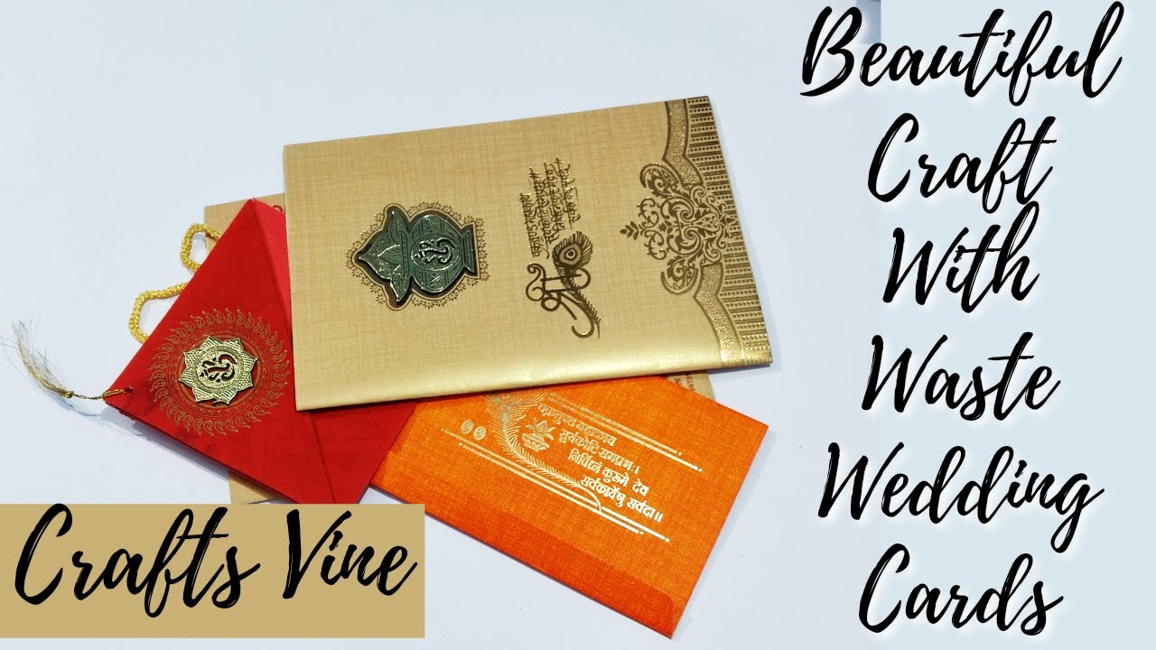 Best out of waste wedding cards/Beautiful crafts with waste cards/wedding card crafts/Crafts Vine