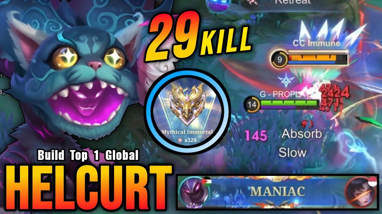 29 Kills + MANIAC!! Jungler META Helcurt 100% Deadly!! - Build Top 1 Global Helcurt ~ MLBB