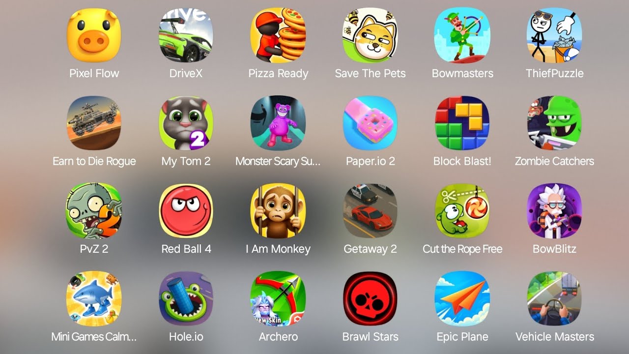 Red Ball 4, Hole.io, Cup Heroes, DOP 2, Subway Surf, Pixel Flow, Zombie Catchers, PvZ 2...